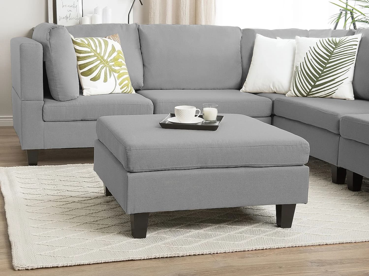 Ottoman FEVIK Tissu Gris clair