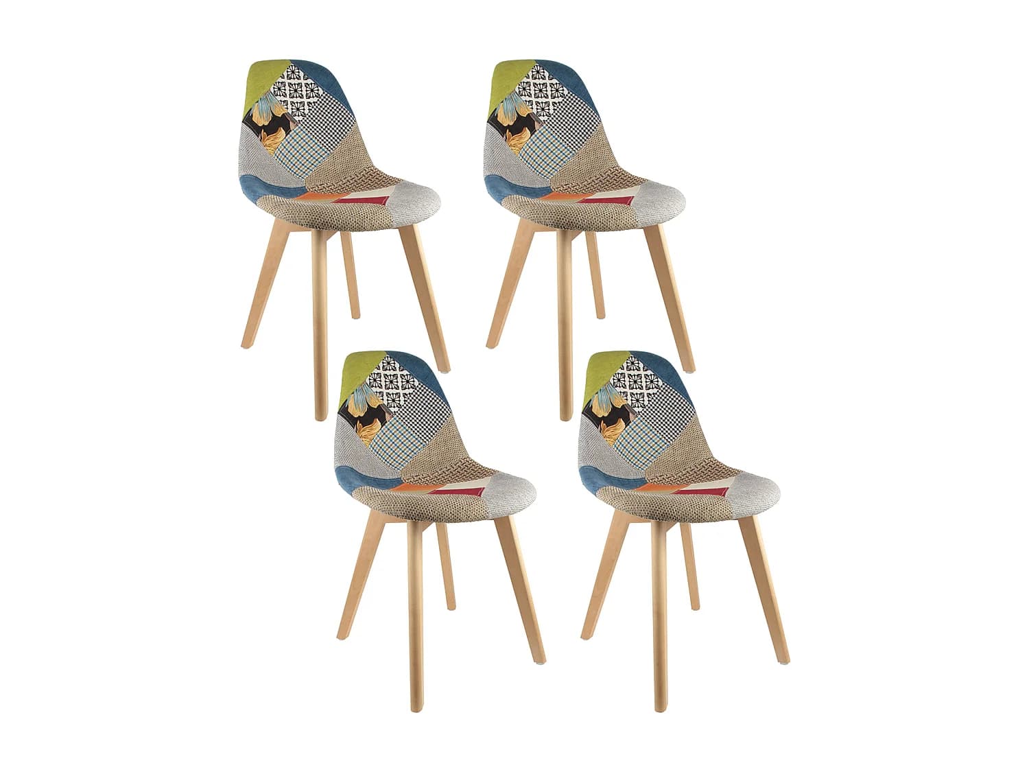 Lot de 4 Chaises - HOME DECO FACTORY - Patchwork - Scandinave - Multicolore