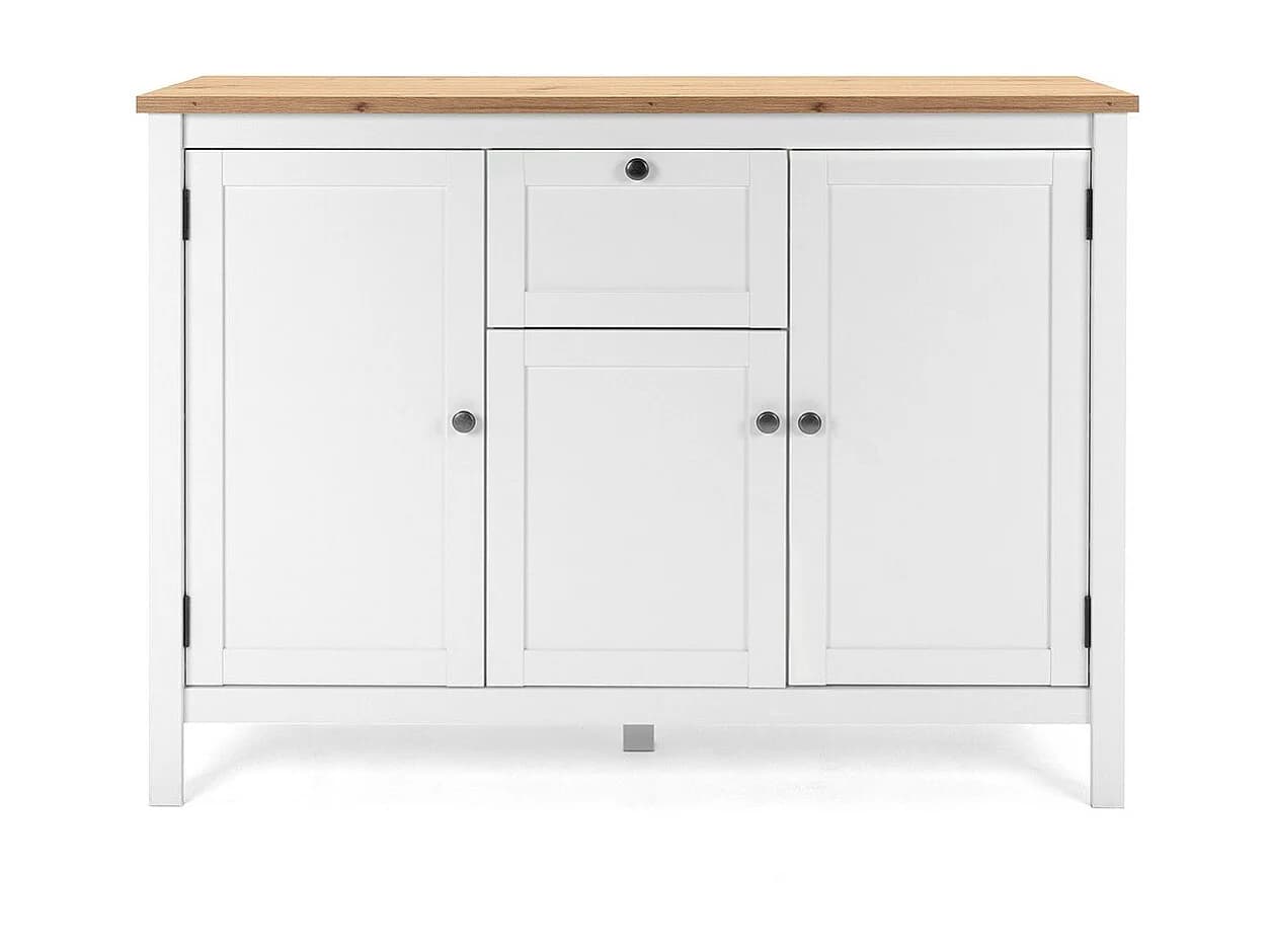 Buffet 3 portes 1 tiroir L120 cm - Décor Blanc - BERGEN