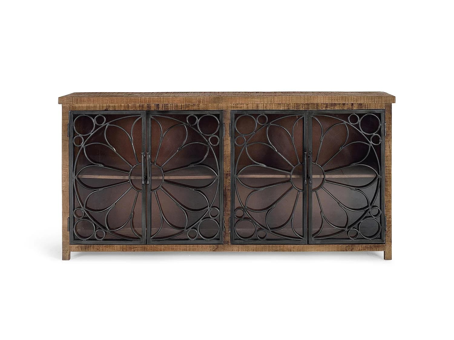Buffet en bois de manguier de style industriel moderne - 95 x 190 x 40