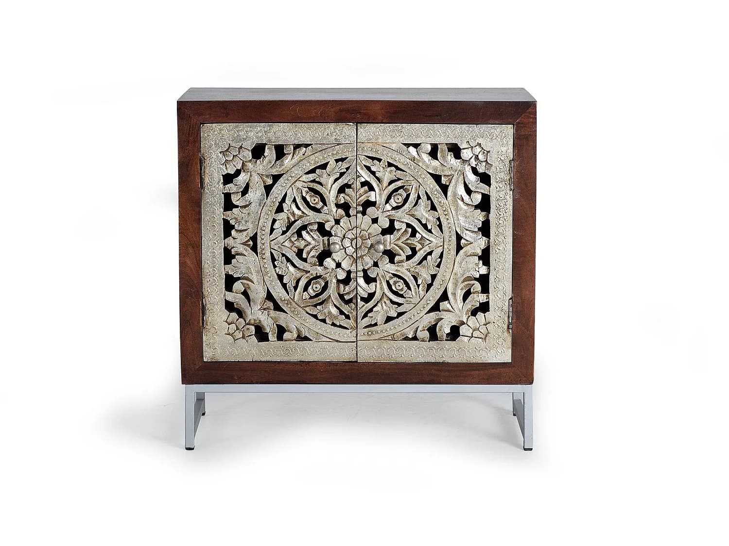 Commode en bois de manguier 80 cm, style rustique classique - 80 x 80 x 35