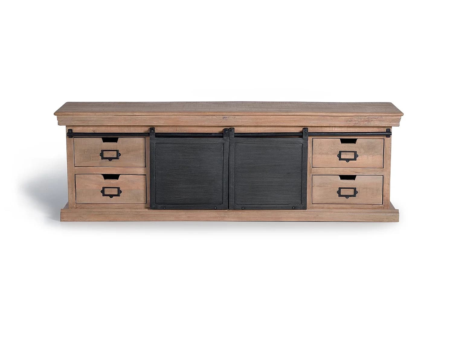 Meuble TV en bois de manguier 170 cm, style industriel moderne - 55 x 170 x 40 cm