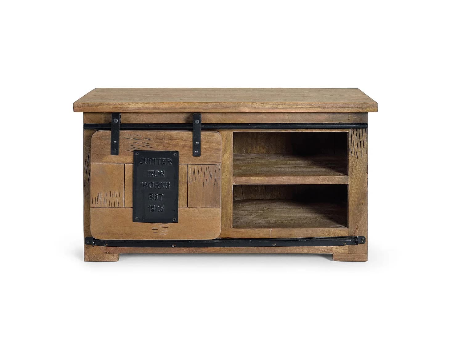Meuble TV en bois de manguier 90 cm, style industriel - 50 x 90 x 40 cm