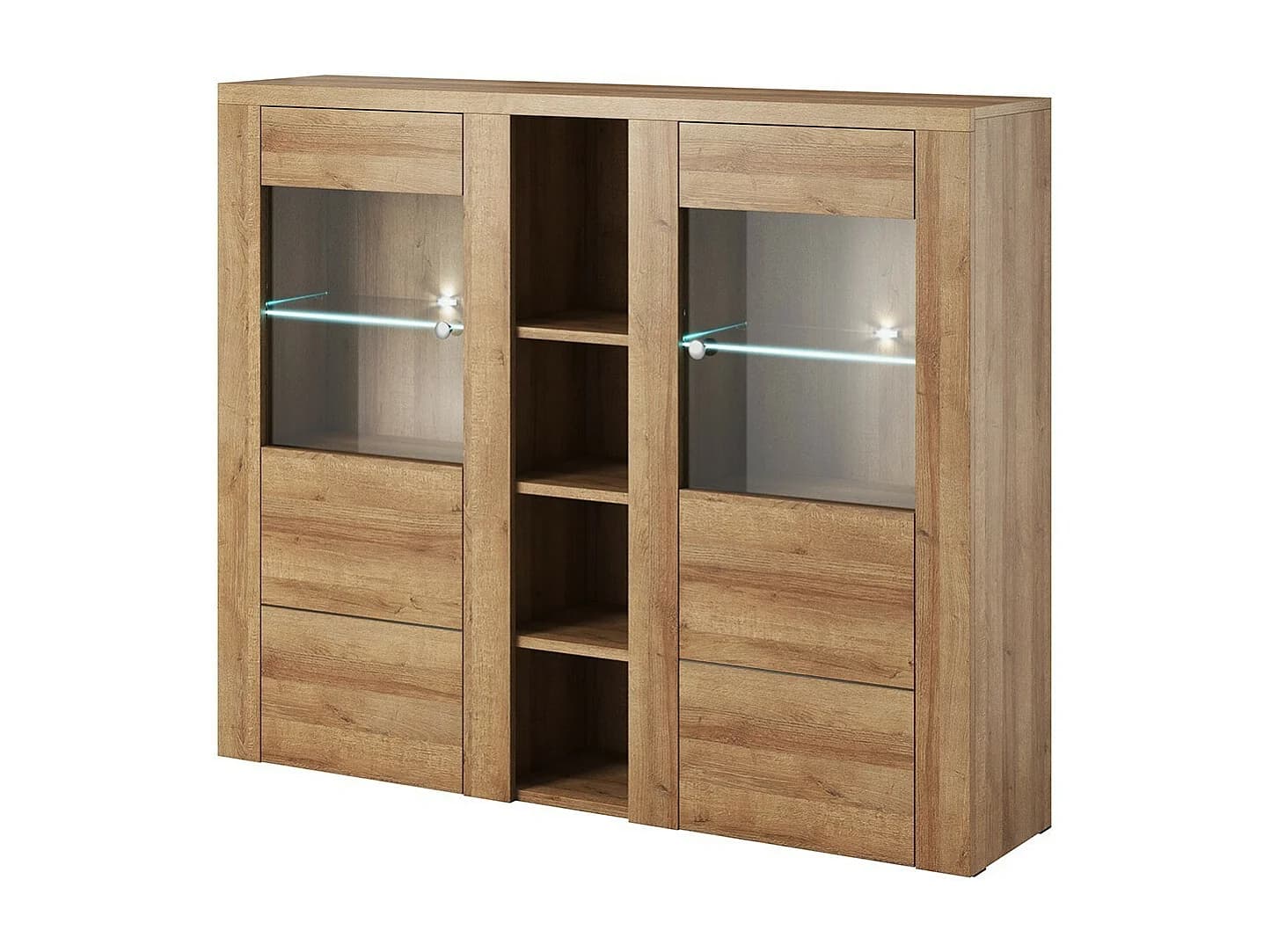 Vaisselier design 2 portes pour salon couleur chêne. collection SANTIAGO.
