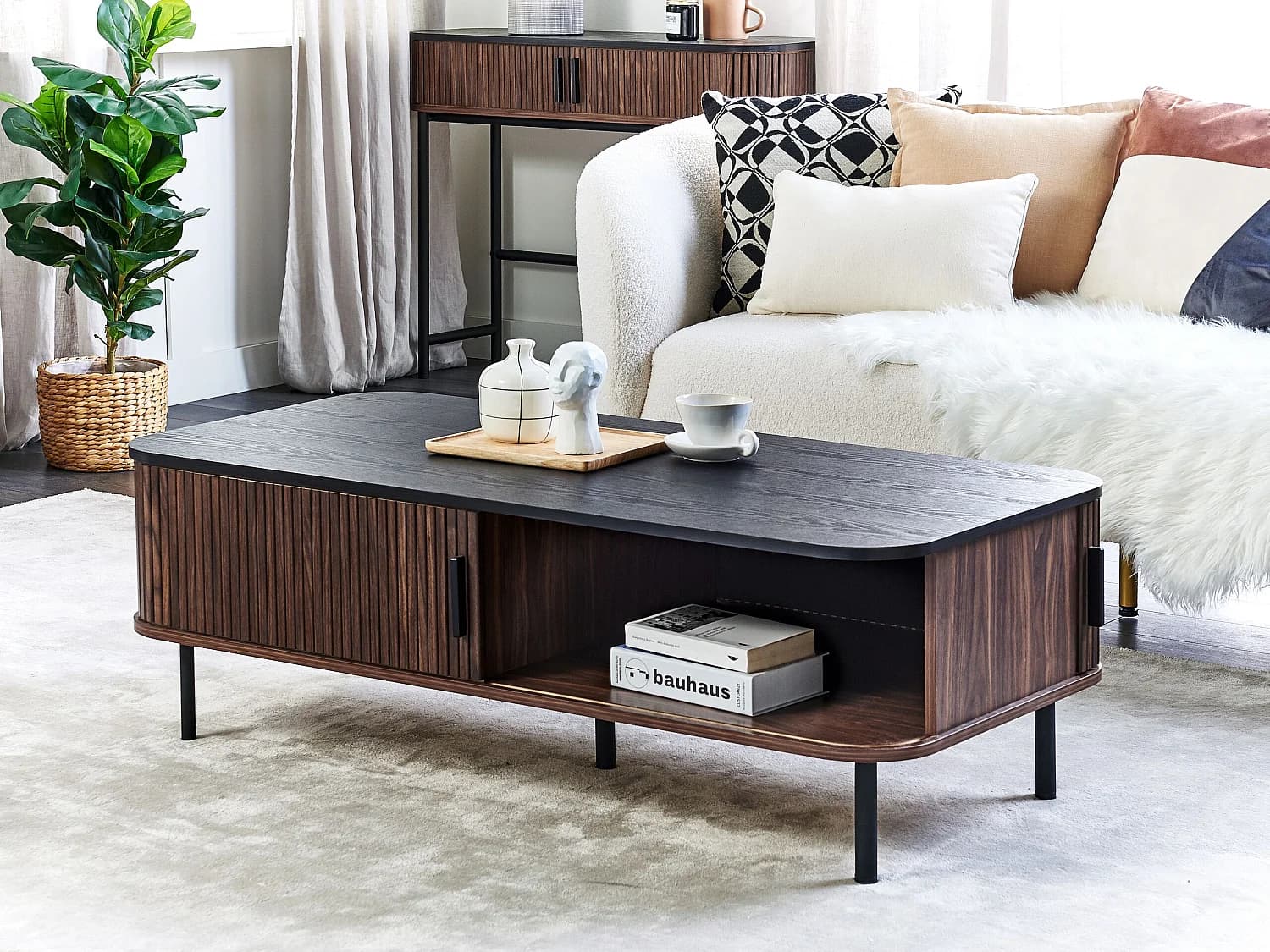 Table basse JOSE Marron foncé avec rangement