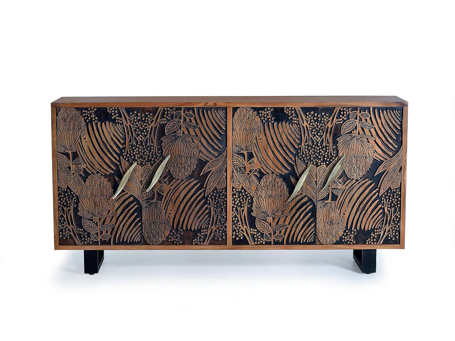 Buffet en bois d'acacia de style ethnique moderne - 94 x 190 x 42