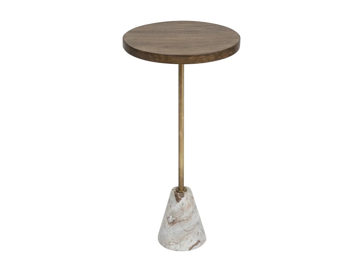 Table d'appoint Table à café en Marbre Beige et Bois de Manguier H 69 cm