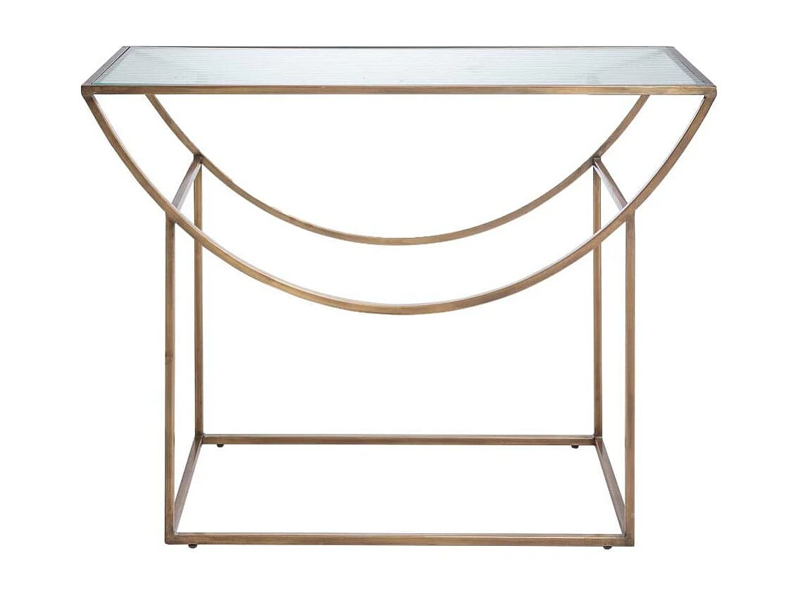 Console en métal doré et verre Léa
