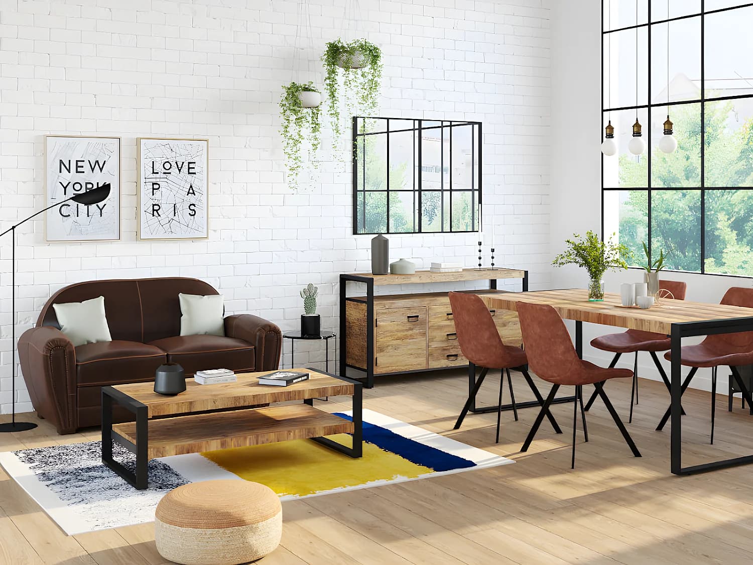 Canapé 2 places club 100% cuir vieilli BAUDOIN - Marron