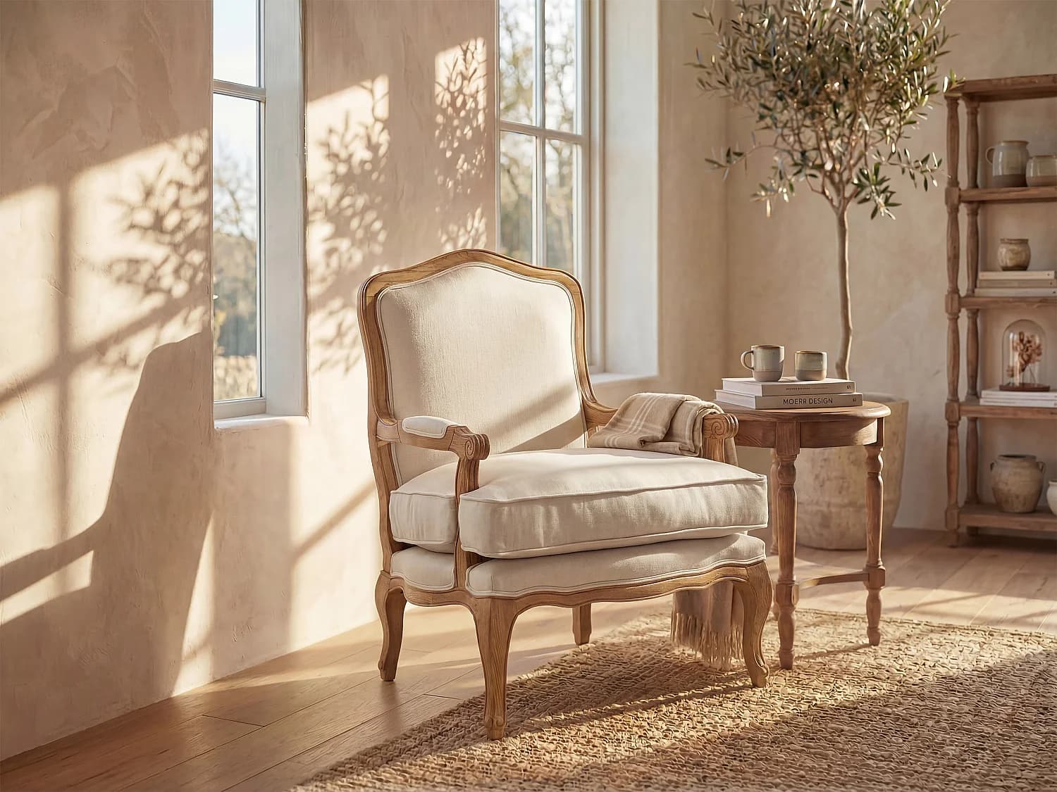 Fauteuil bergère en tissu MAHAUX - Beige