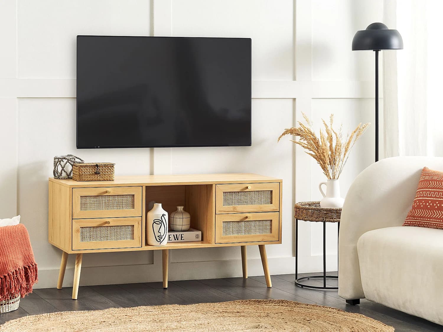 Meuble TV PEROTE Rotin Marron clair