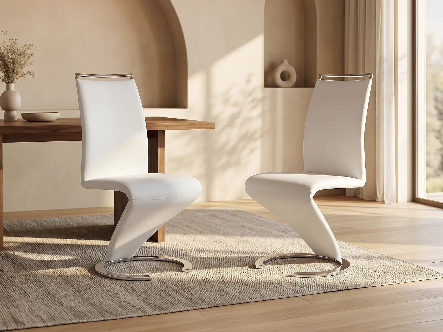Lot de 2 chaises TWIZY - Simili Blanc