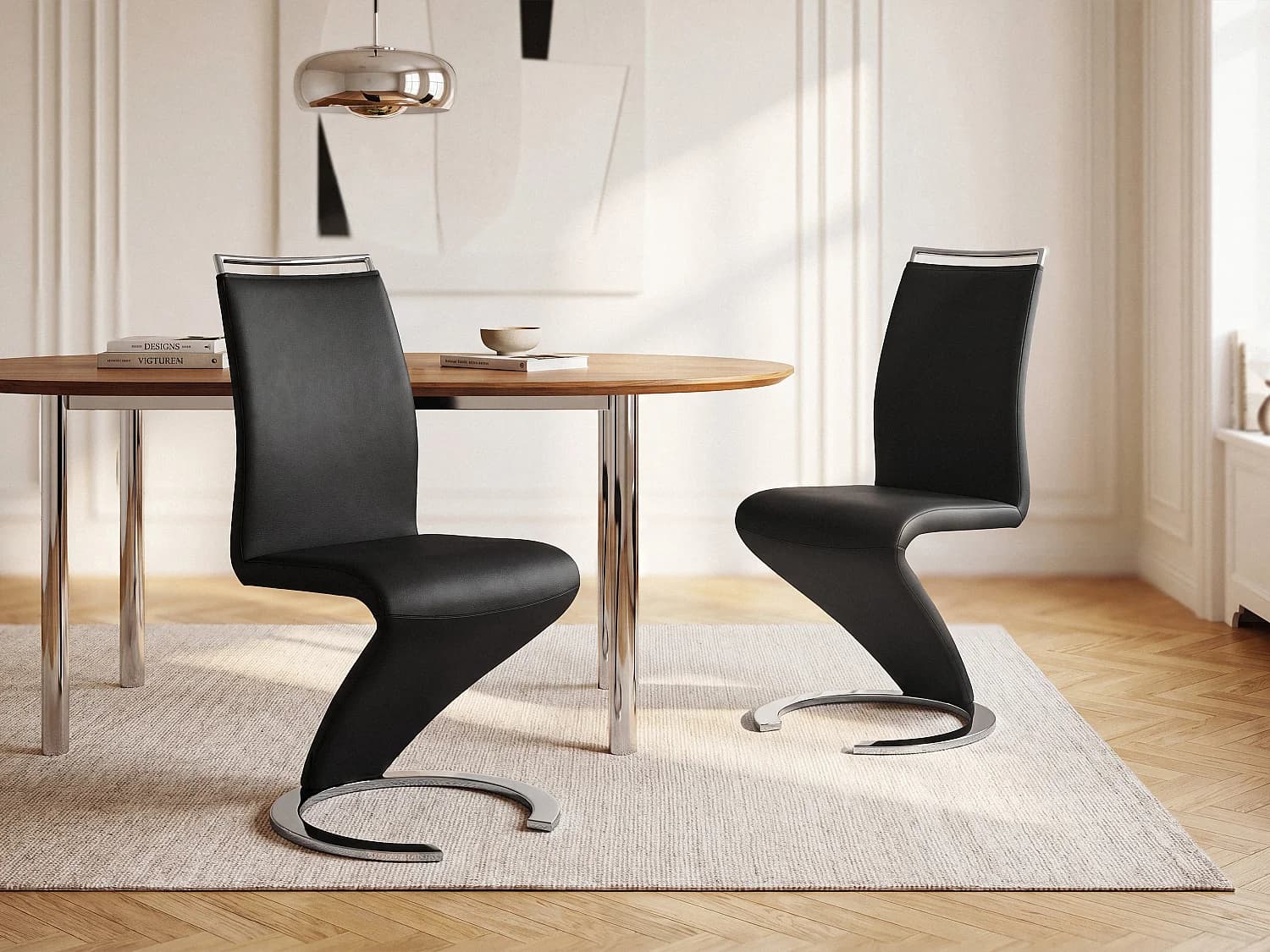 Lot de 2 chaises TWIZY - Simili Noir