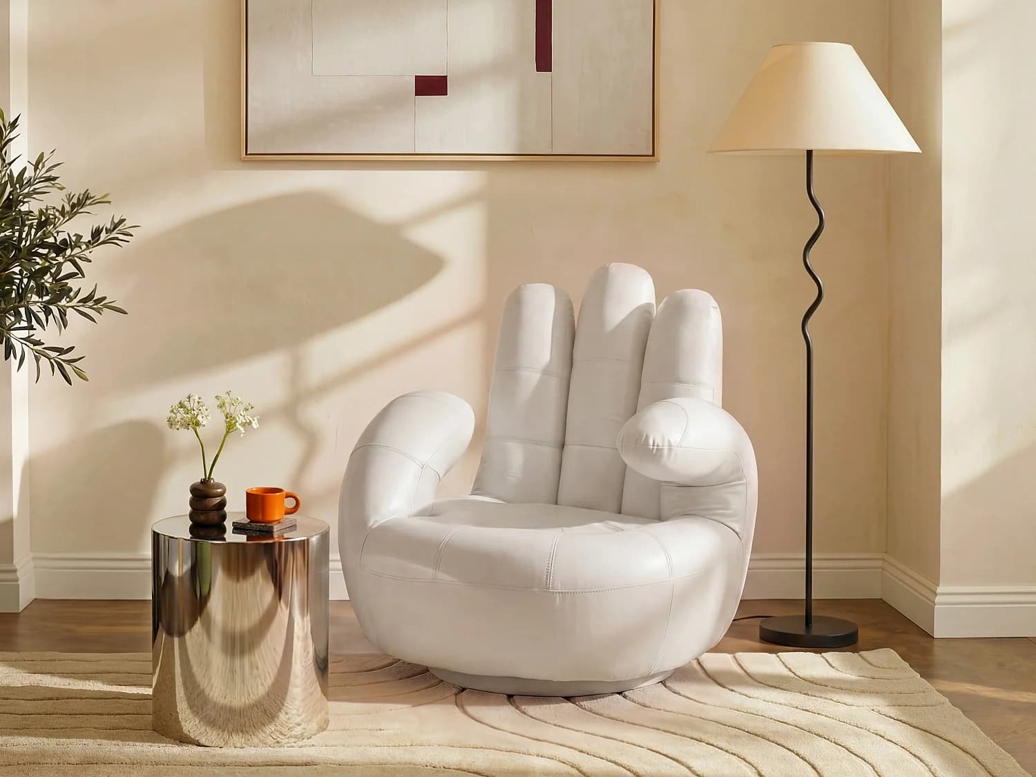 Fauteuil main pivotant CATCHY en simili - Blanc