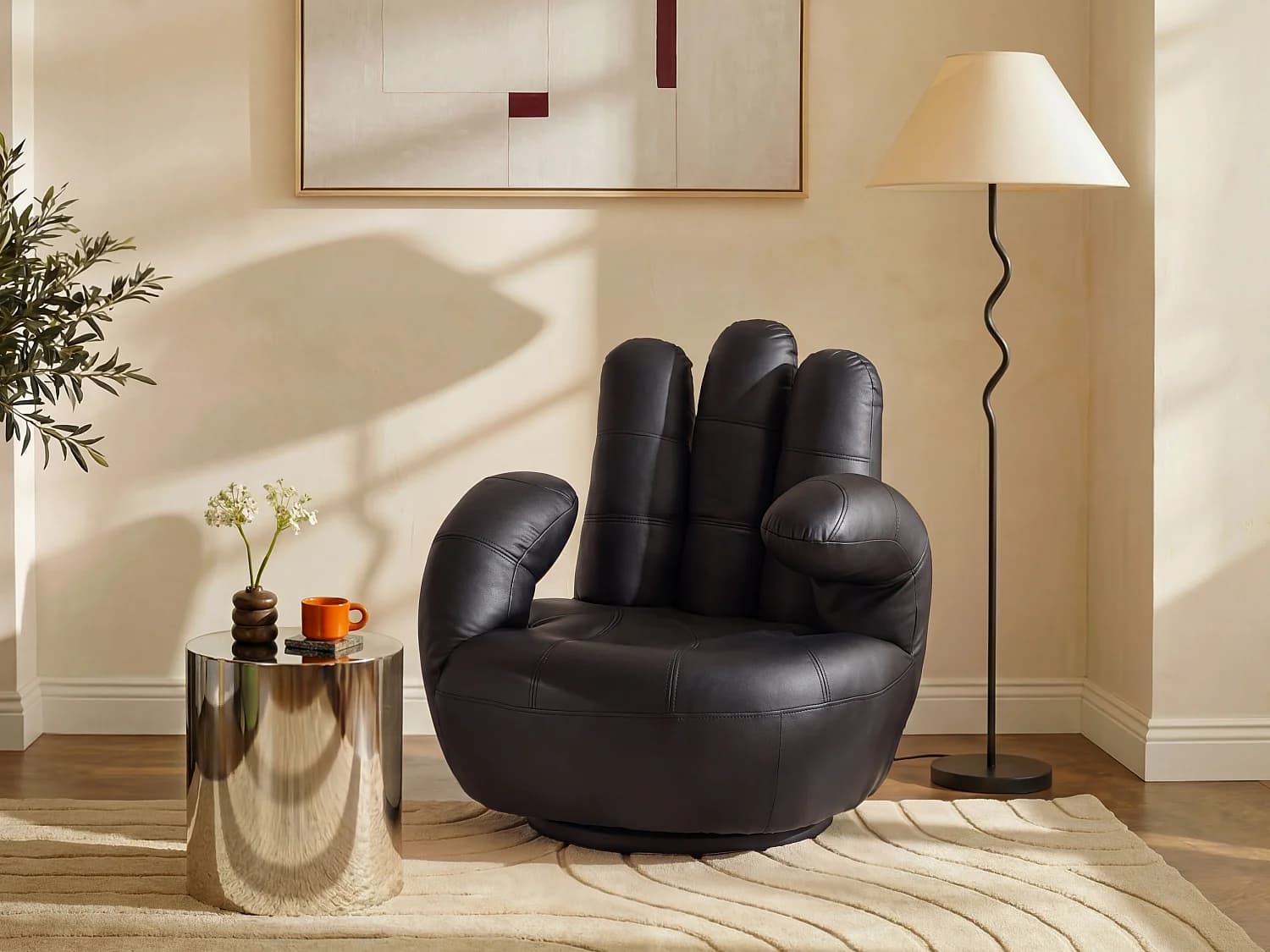 Fauteuil main pivotant CATCHY en simili - Noir