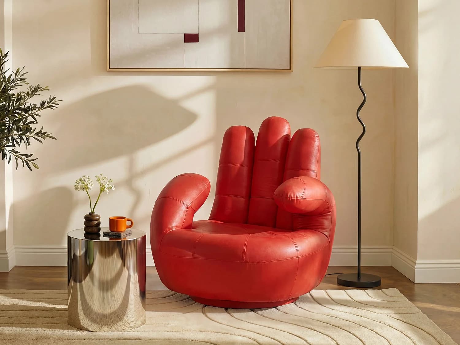 Fauteuil main pivotant CATCHY en simili - Rouge
