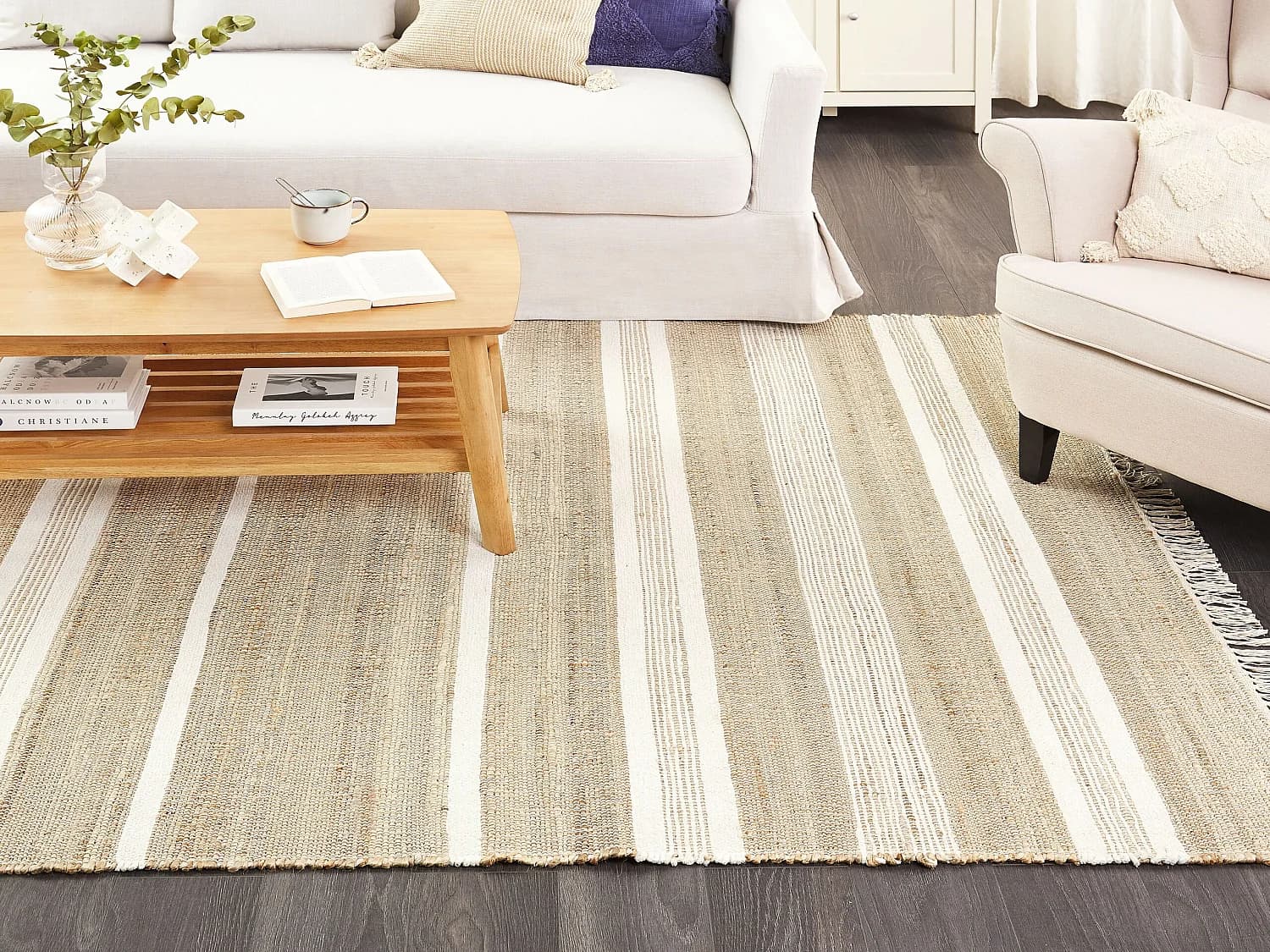 Tapis TALPUR 160 x 230 cm Jute Blanc