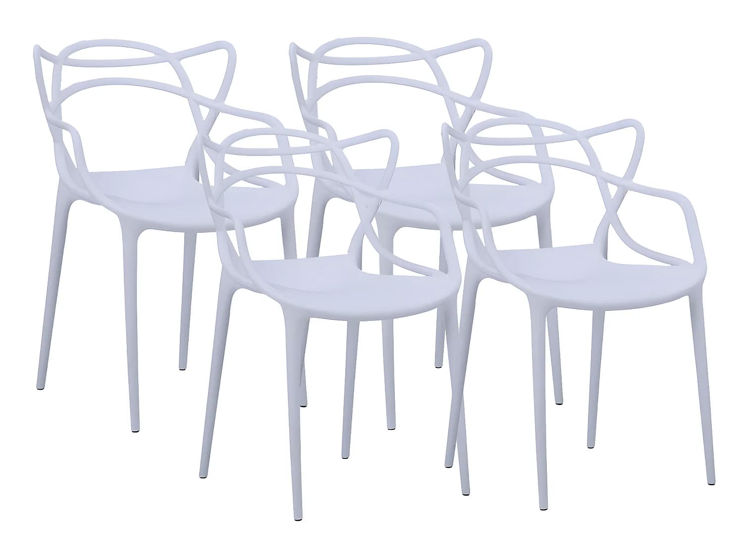 Lot de 4 chaise forme papillon en polypropylène coloris blanc - Longueur 55 x Profondeur 55 x Hauteur 83 cm