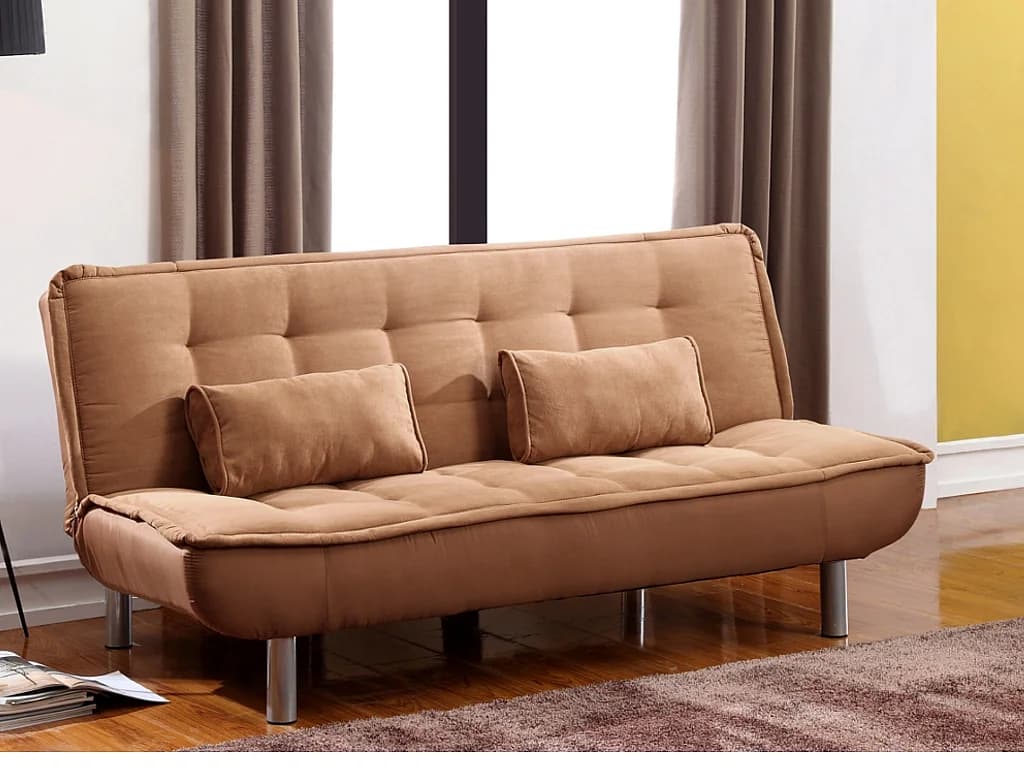 Canapé 3 places convertible clic-clac MISHAN en tissu - Caramel