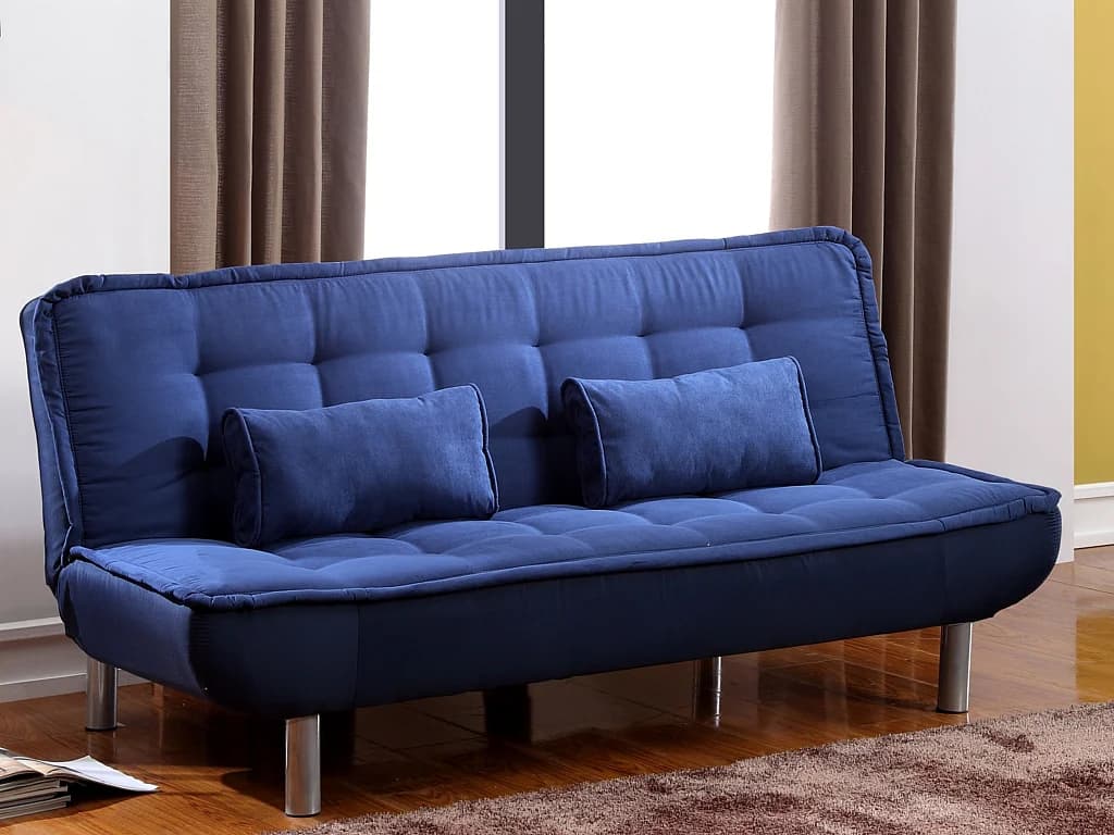 Canapé 3 places convertible clic-clac MISHAN en tissu - Bleu
