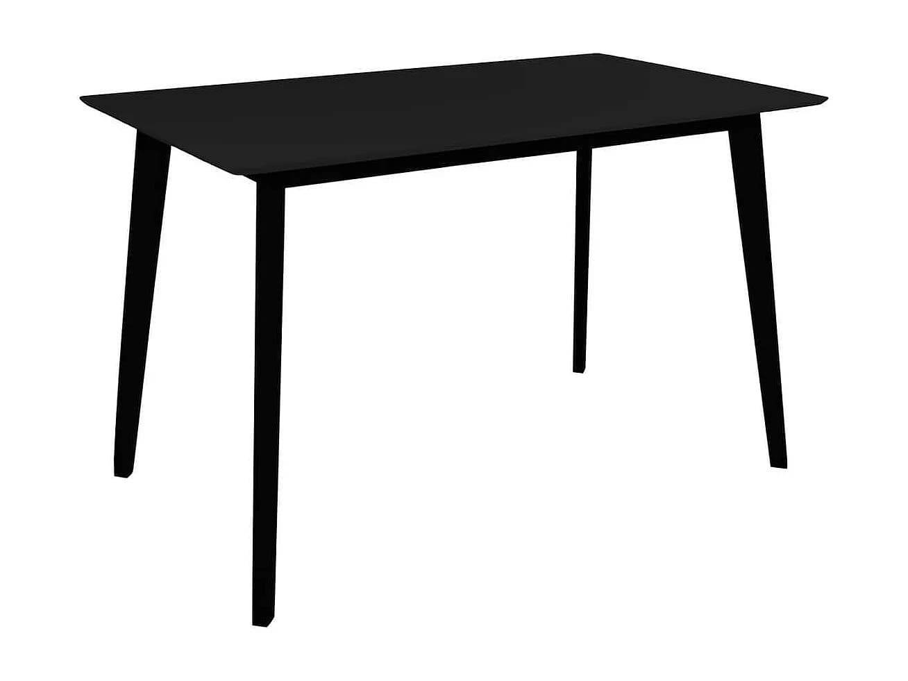 GRAM - Table Repas 120x70cm Noire Piètement Hévéa