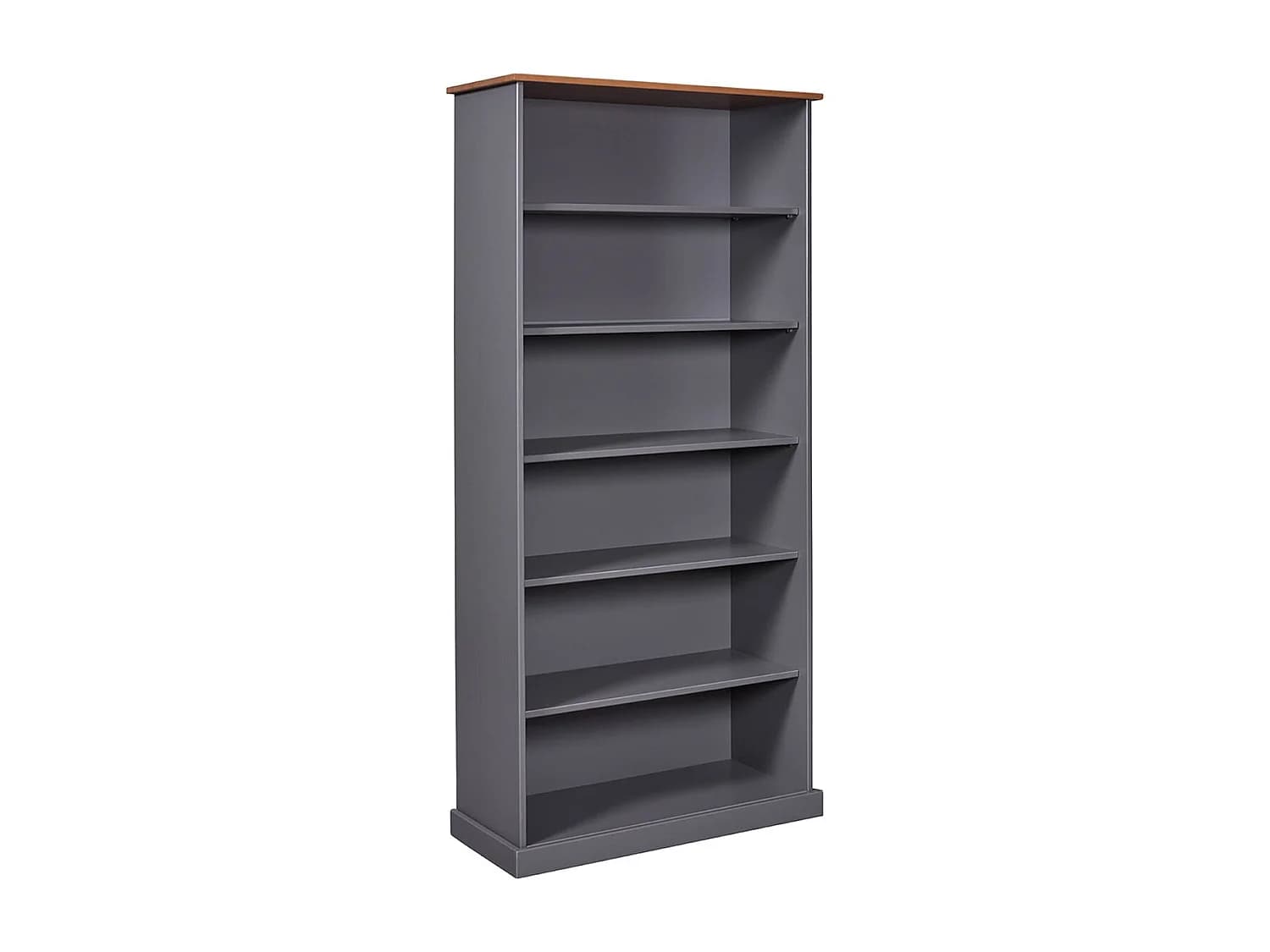 MELINA - Bibliothèque 6 Niches Bois Massif Laqué Gris