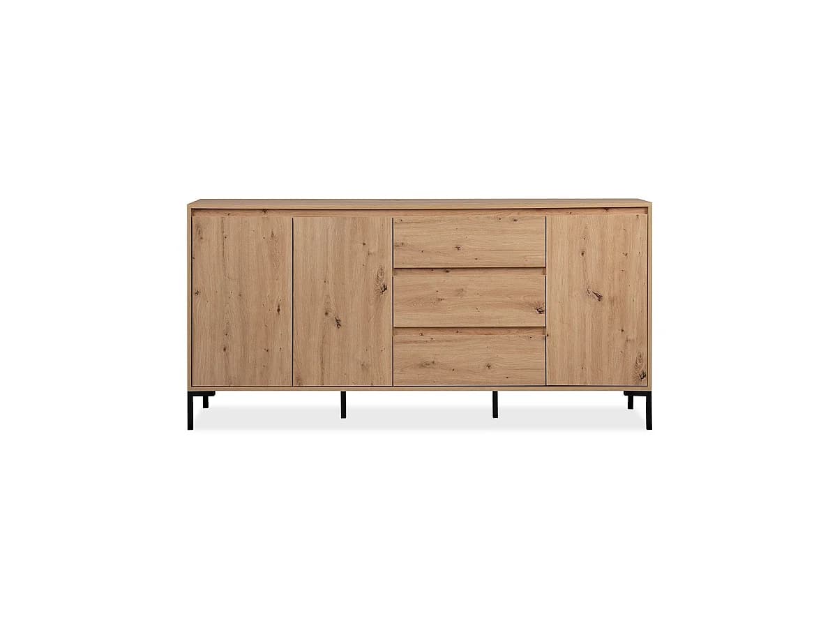 Buffet 3 Portes 3 Tiroirs et 2 Étagères L170 cm - PLOCK