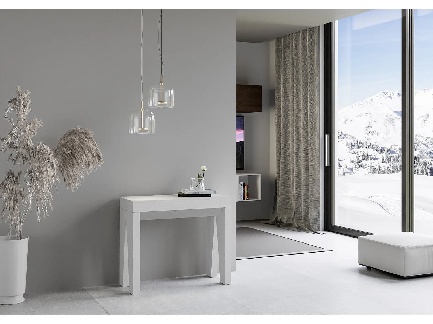 Console extensible 90x40/196 cm Naxy Small frêne blanc