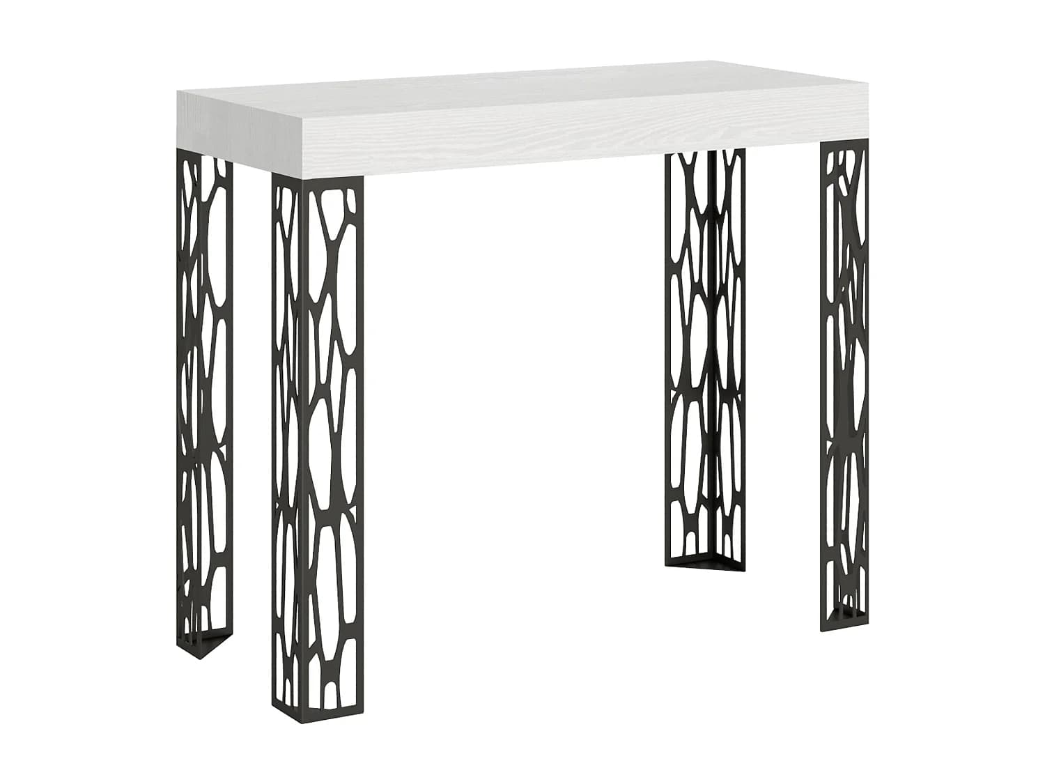 Console extensible 90x40/300 cm Ghibli Frêne Blanc cadre Anthracite
