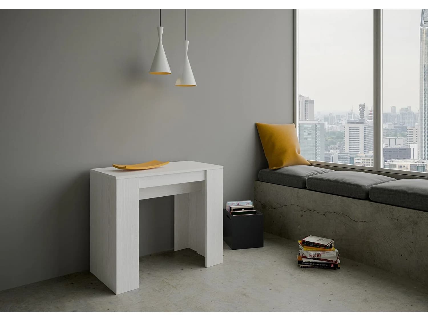 Console extensible 90x48/204 cm Basic Small frêne blanc