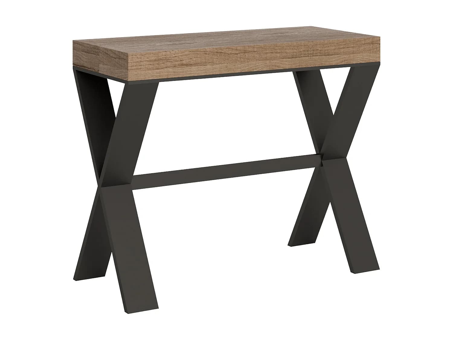 Console extensible 90x40/196 cm Xenia Small Premium Chêne Nature cadre Anthracite