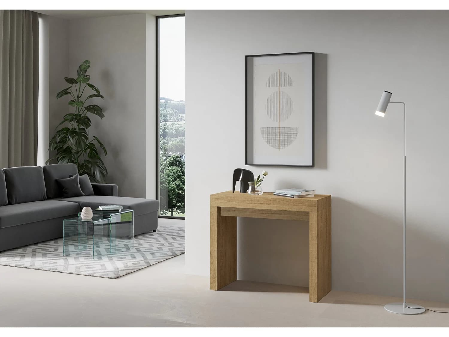 Console extensible 90x40/196 cm Roxell Small chêne nature