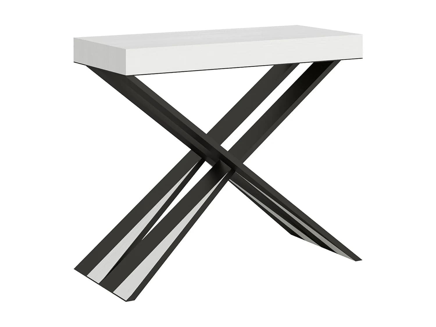Console extensible 90x40/196 cm Diago Small frêne blanc pieds anthracite
