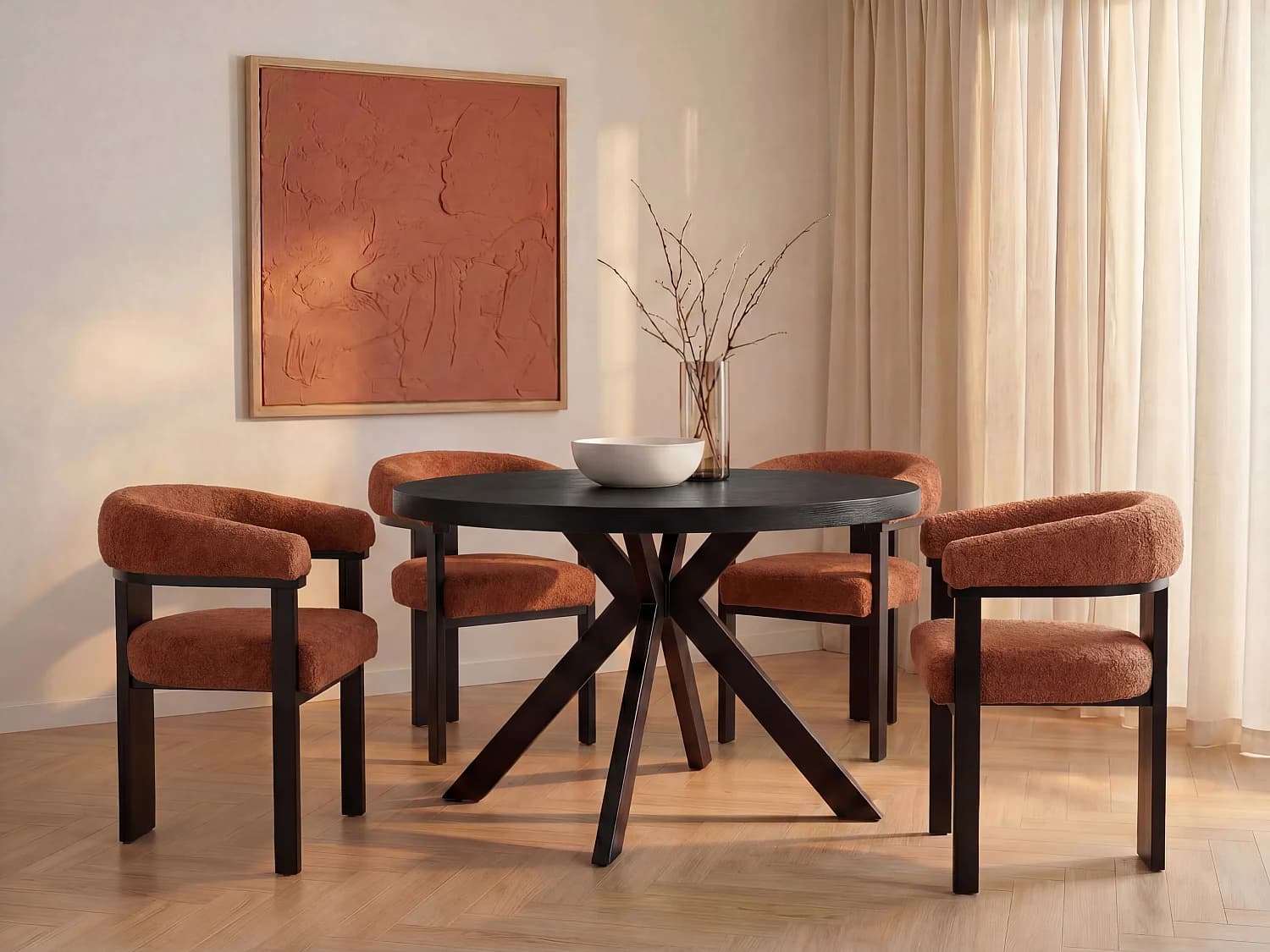 Table à manger extensible 4 à 8 personnes en MDF et acier - Noir - KOMONI