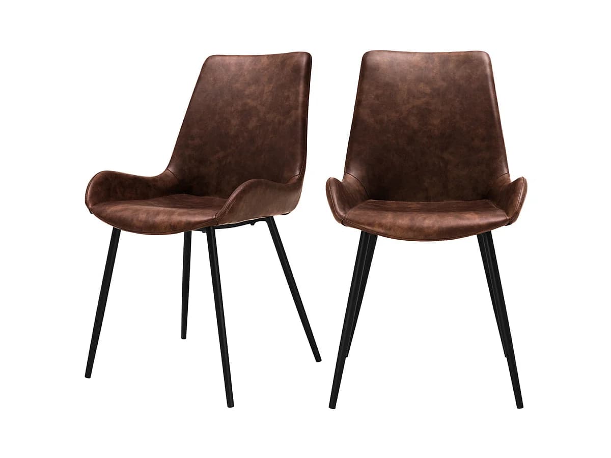 Lot de 2 chaises en cuir synthétique marron - Austin