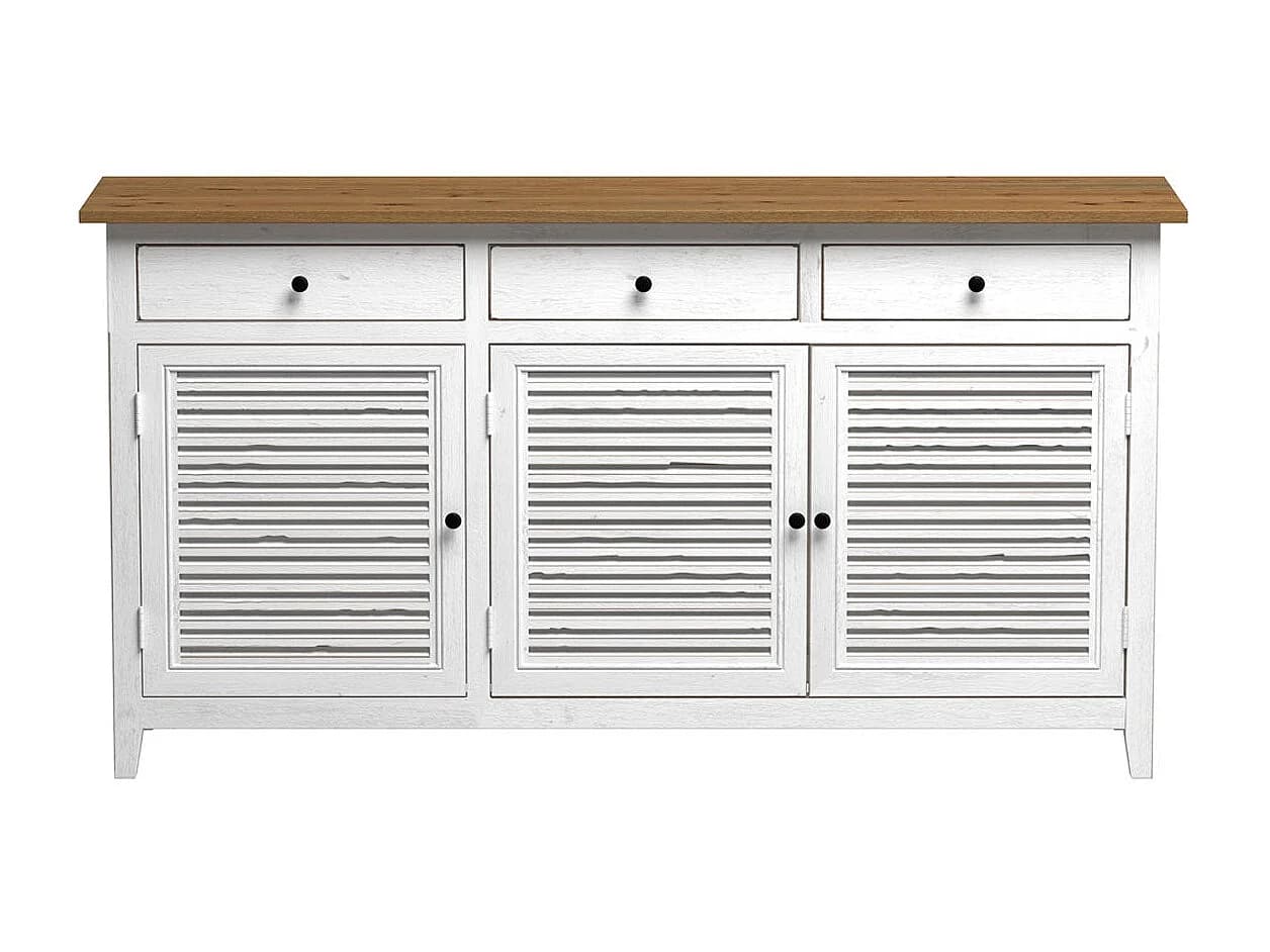 Buffet en bois recyclé blanc effet vieilli - Casa
