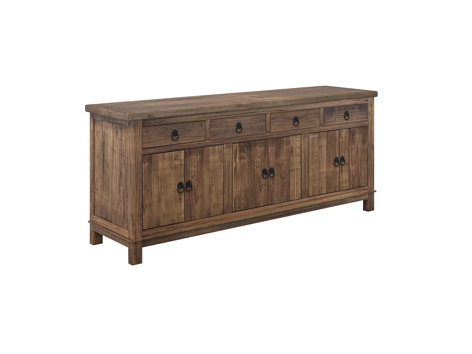 Buffet en bois recyclé 3 portes et 4 tiroirs - Mastic