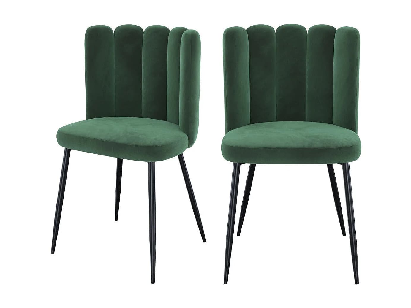 Lot de 2 chaises en velours vert et pieds en métal - Rosy