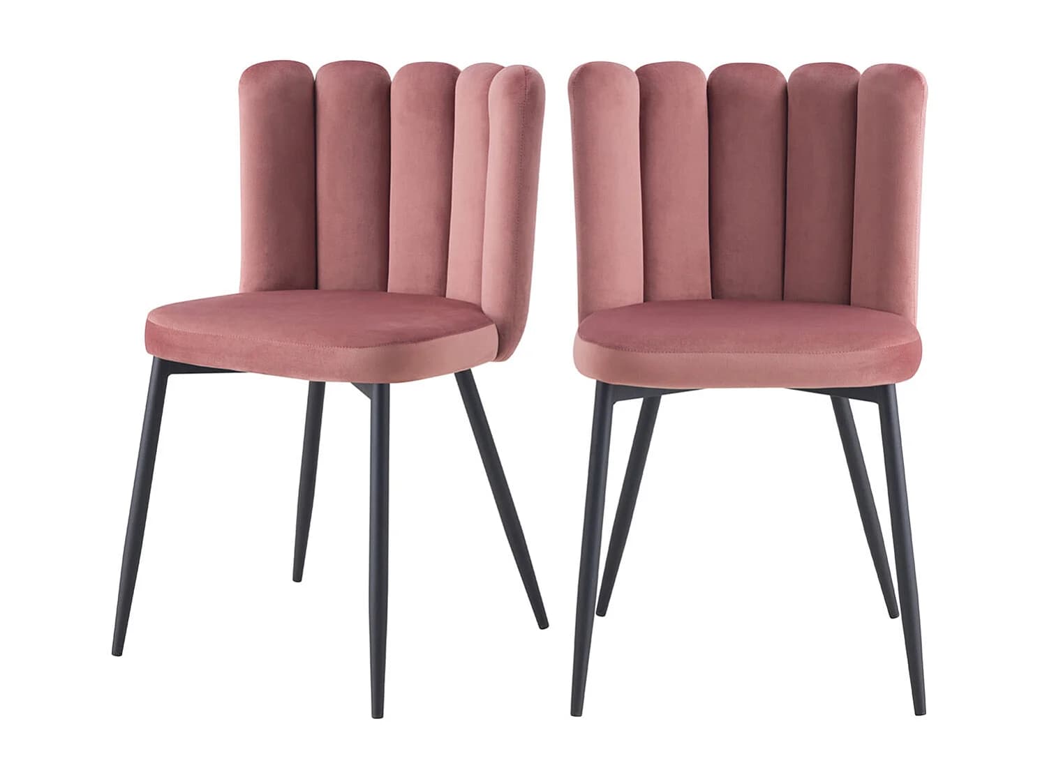 Lot de 2 chaises en velours rose et pieds en métal noir - Rosy