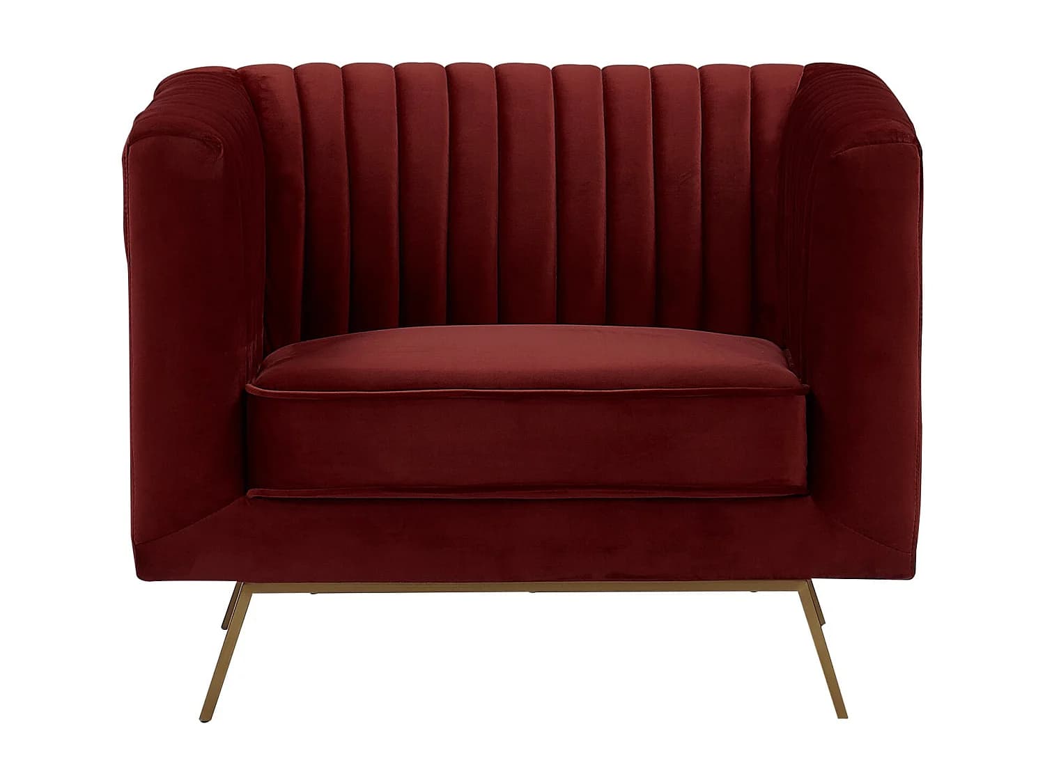 Fauteuil en velours bordeaux et pieds en métal doré - Gatsby