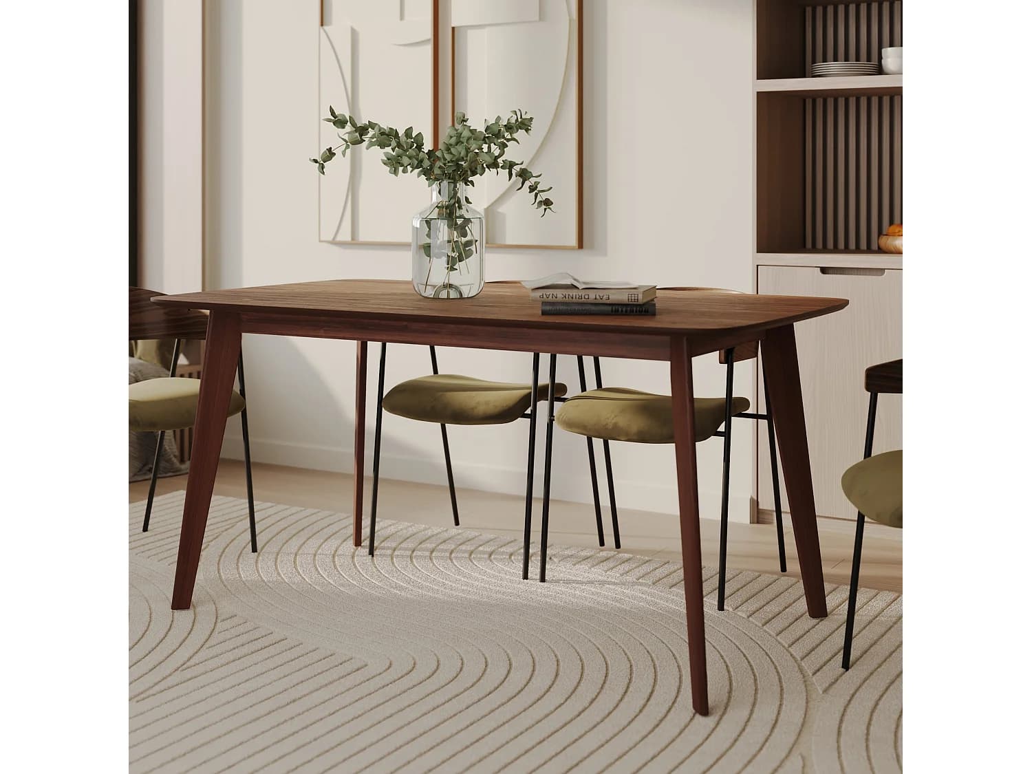 Table rectangulaire 6 personnes en bois foncé 150 cm - Oman