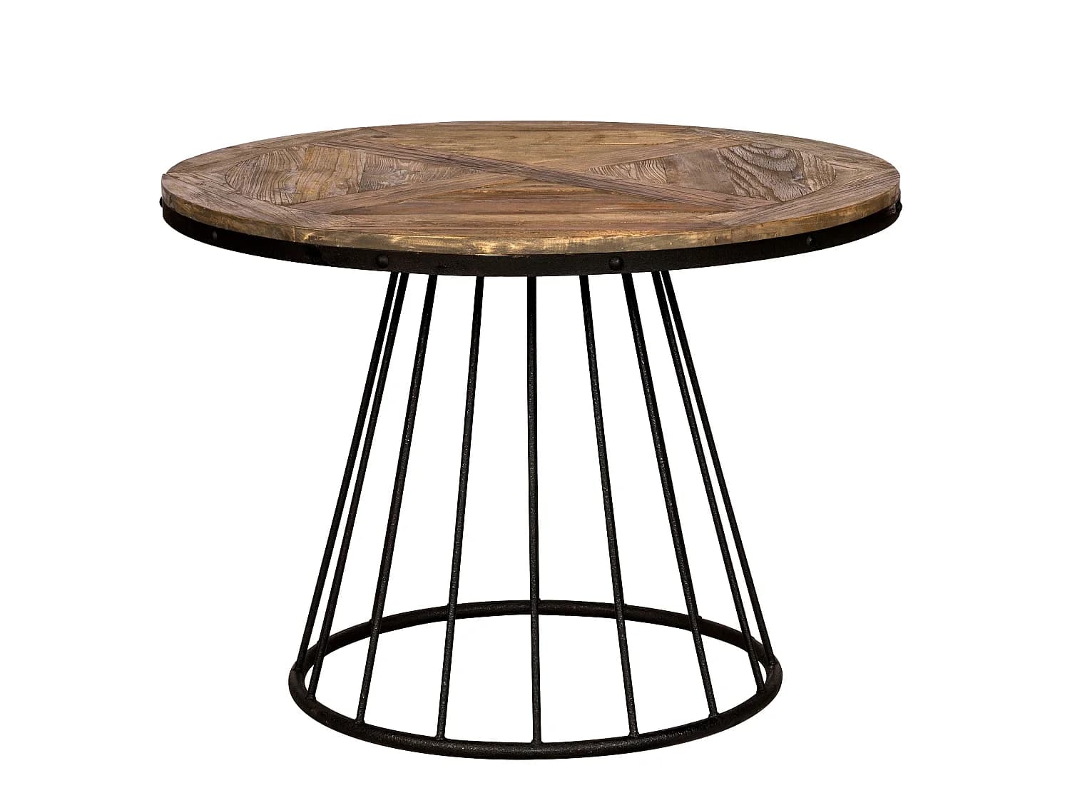 Table ronde 5 personnes en bois de cèdre et pied en métal D110 cm - Pralus