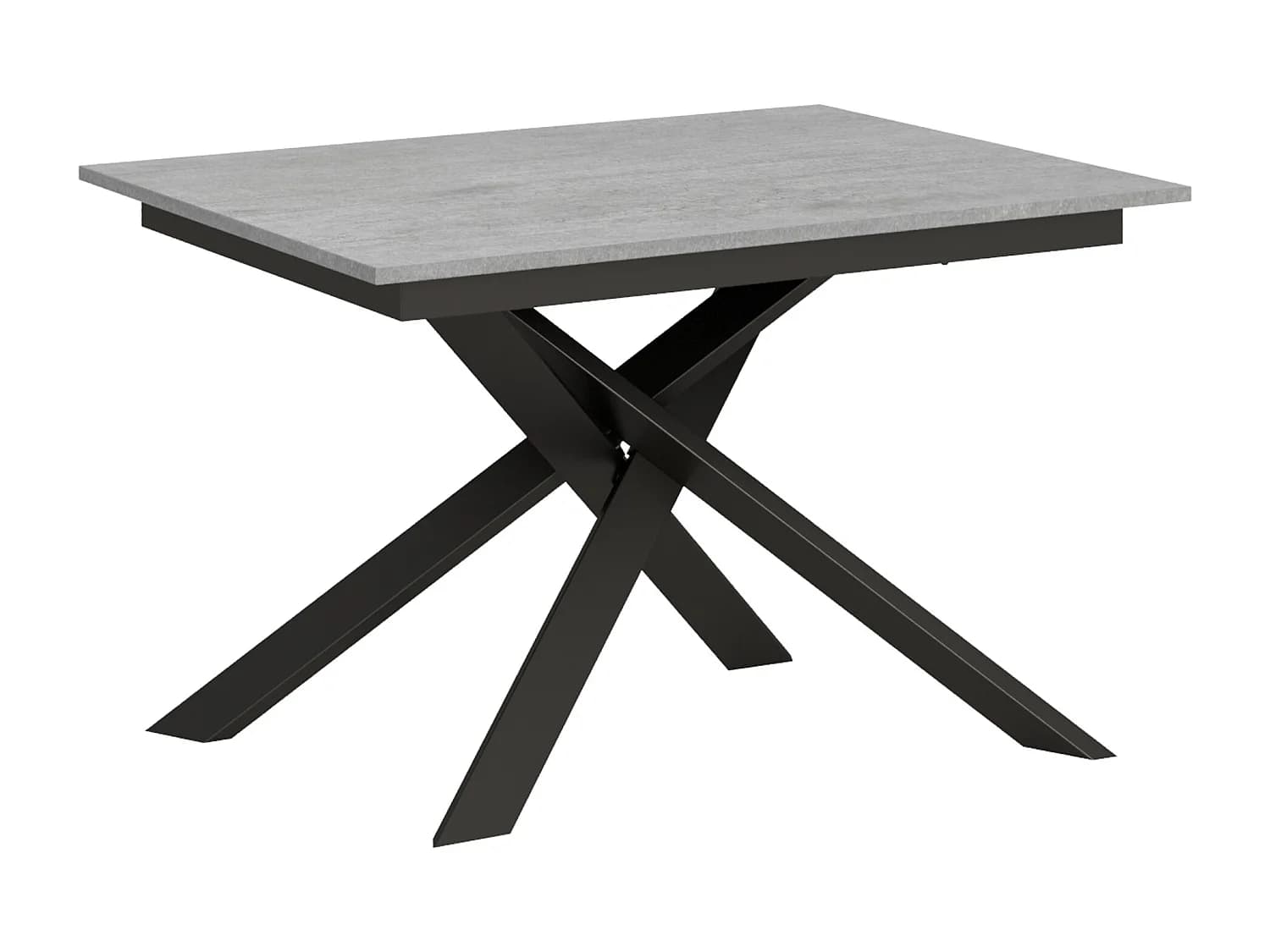Table extensible 90x120/180 cm Ganty Gris Béton bande de chante en teinte cadre Anthracite