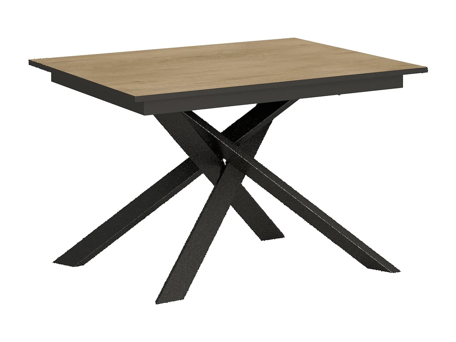 Table extensible 90x120/180 cm Ganty Chêne Nature bande de chante Anthracite cadre Anthracite