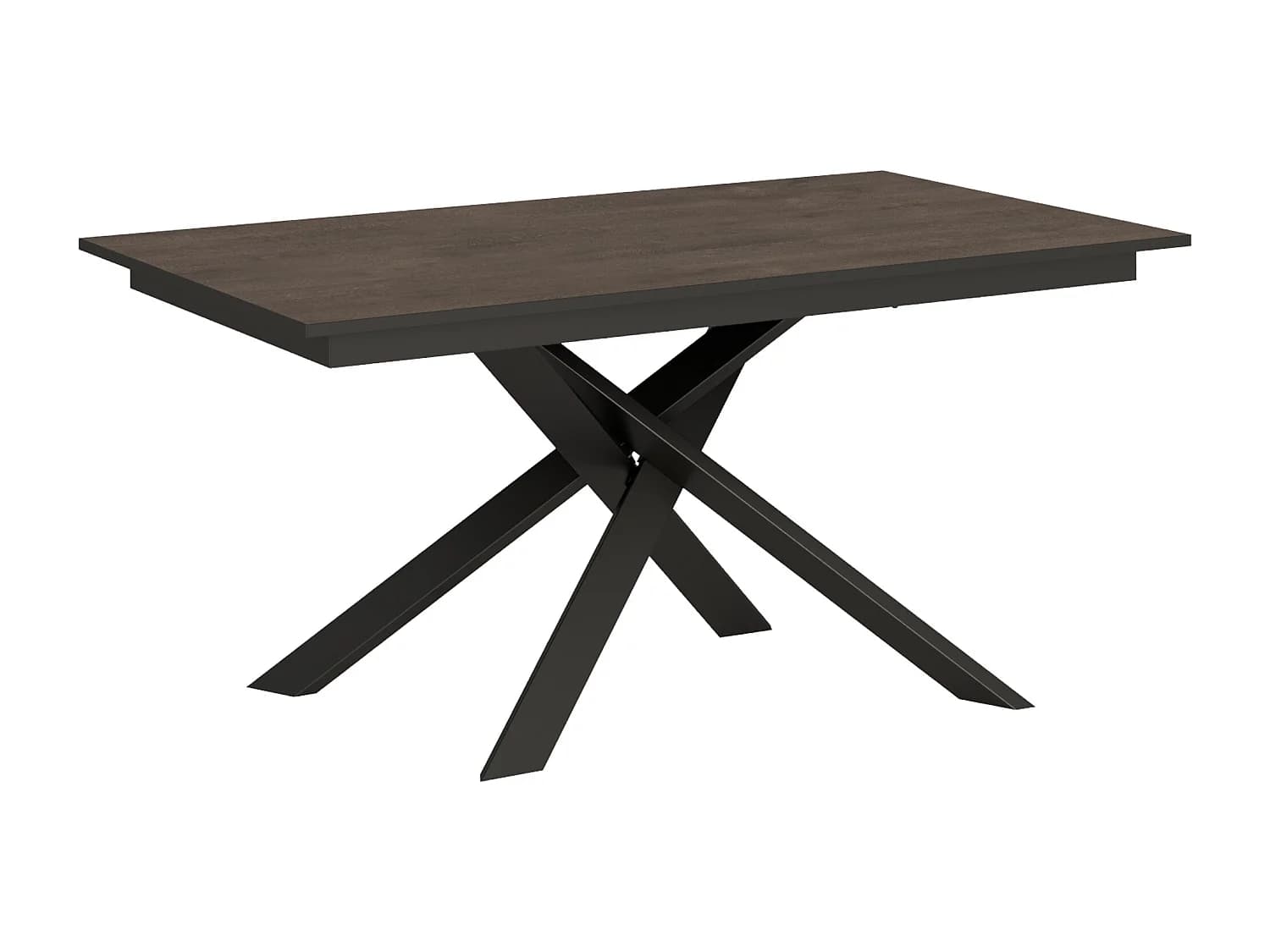 Table extensible 90x160/220 cm Ganty Noyer bande de chante Anthracite cadre Anthracite