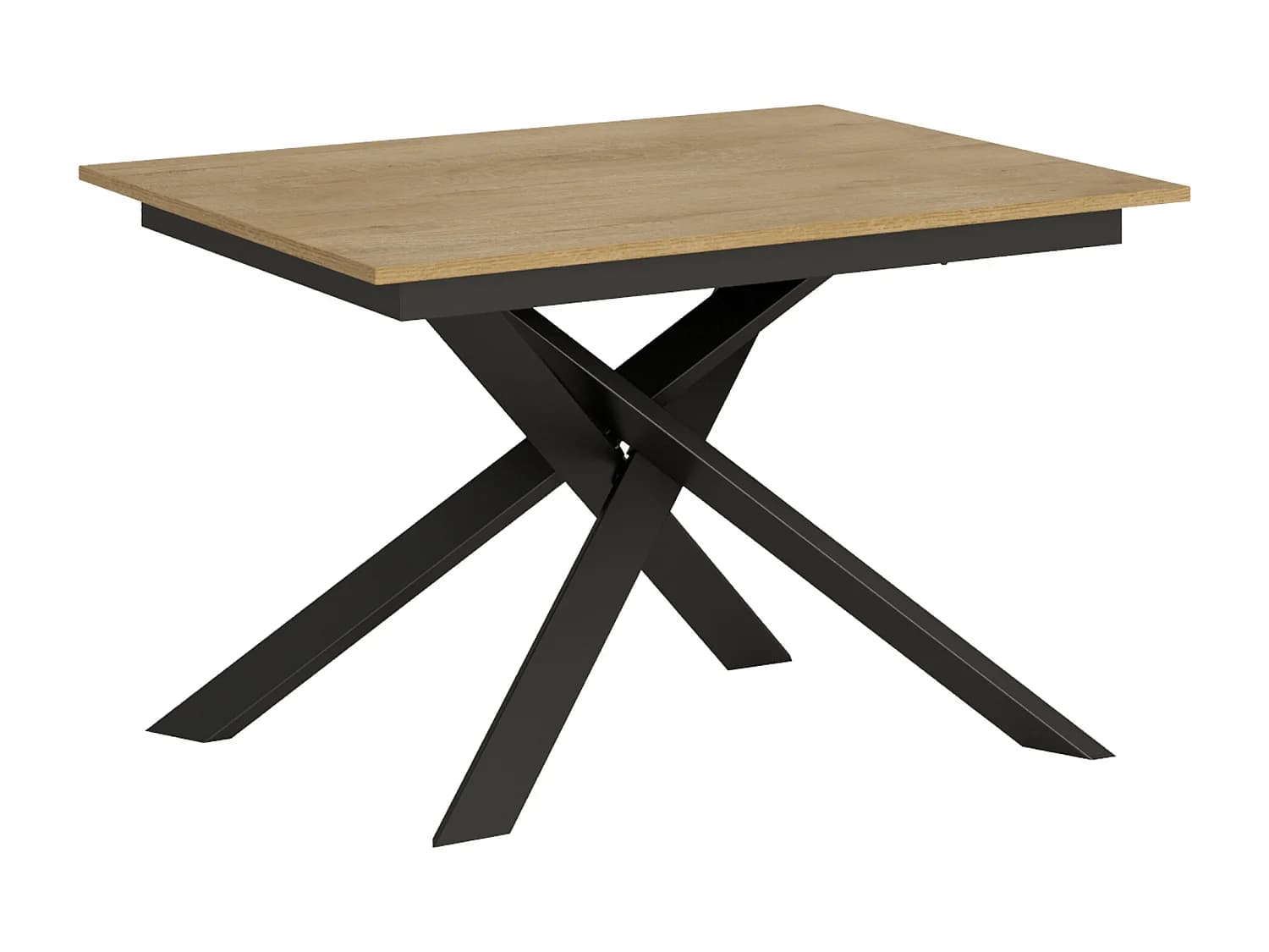 Table extensible 90x120/180 cm Ganty Chêne Nature bande de chante en teinte cadre Anthracite