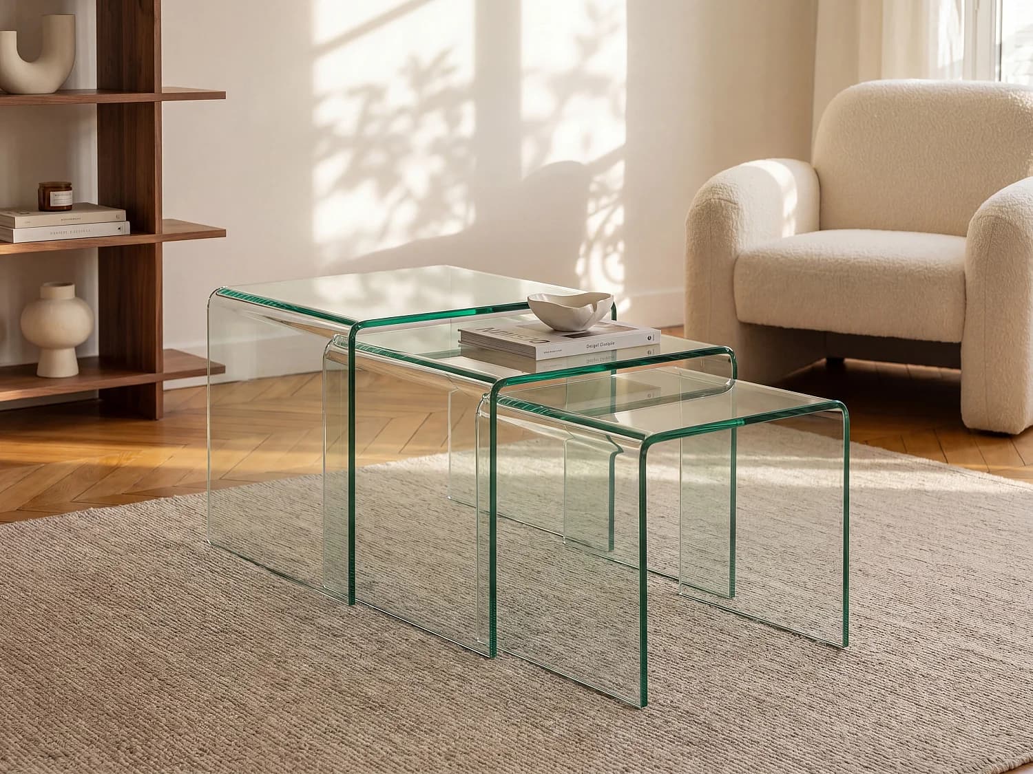 Tables basses gigognes MINKA - Verre courbé