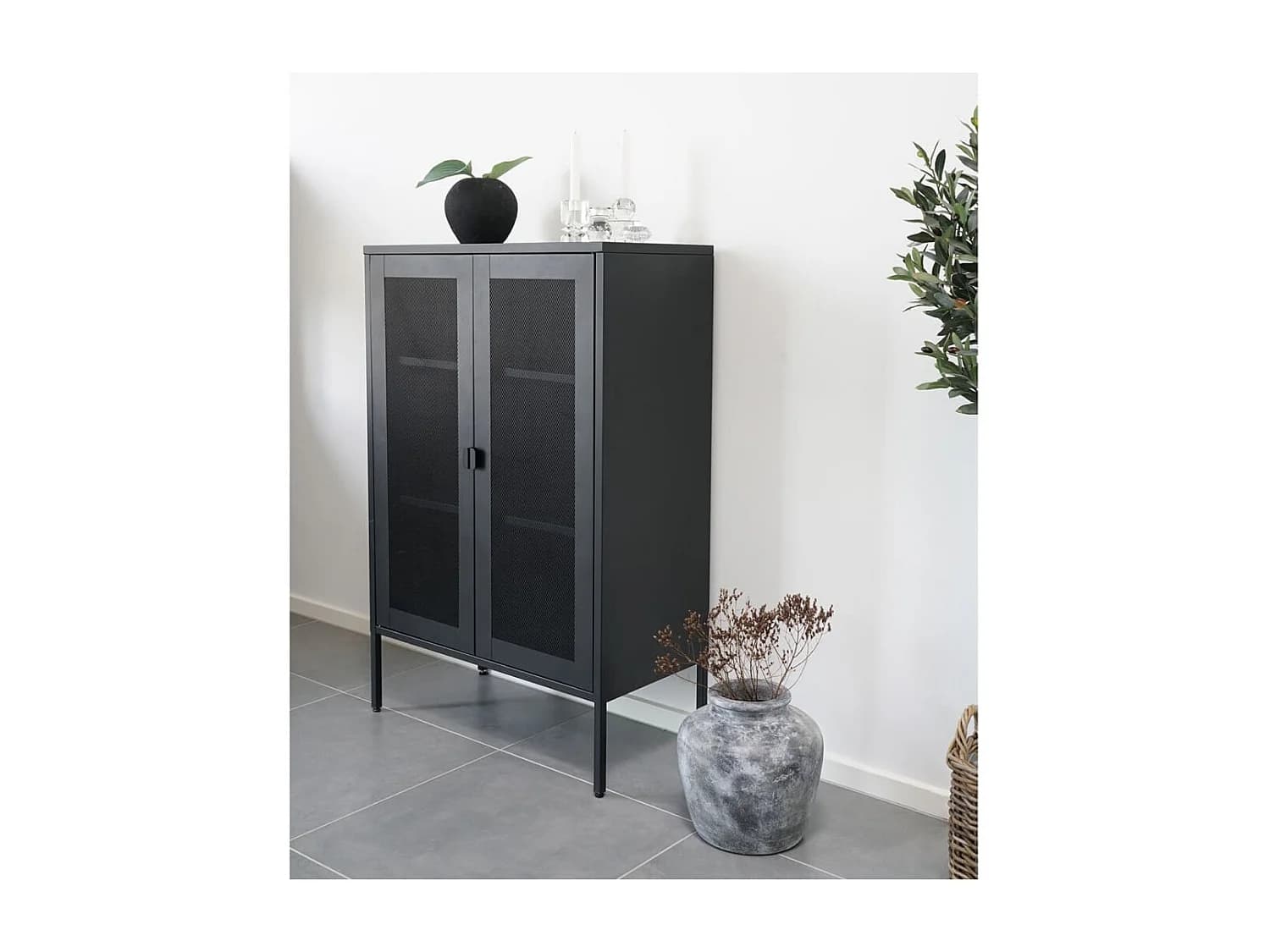 Vitrine Anna avec porte en maille Noir