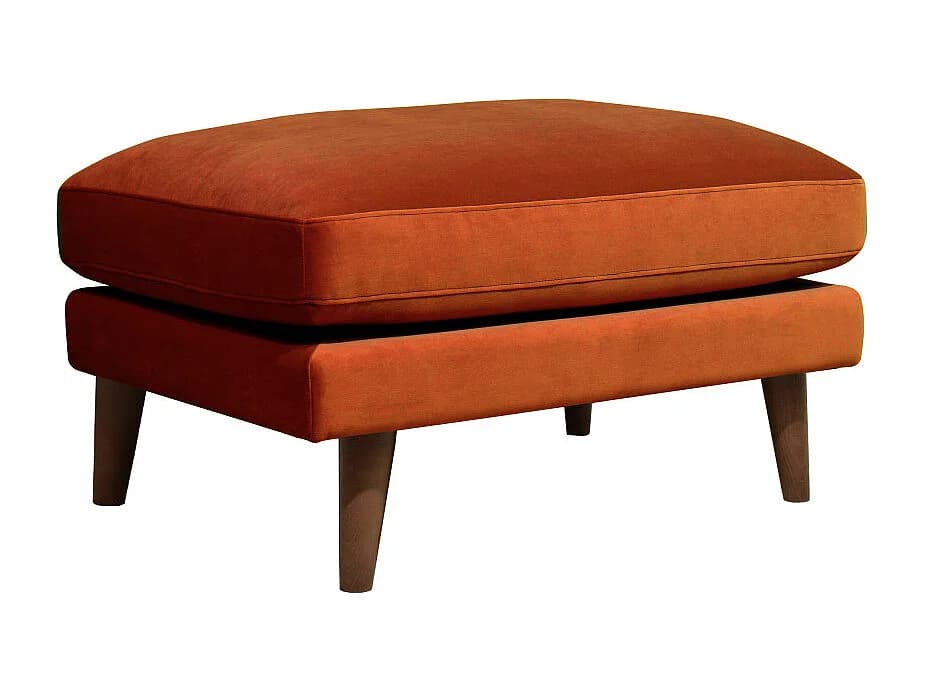 Villabon - Pouf en velours pieds bois foncé - Rouille