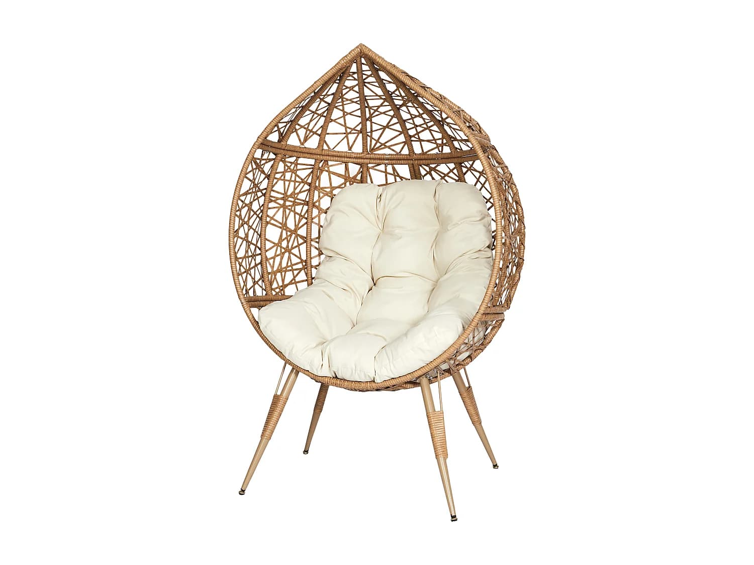 Fauteuil - HOME DECO FACTORY - Tressé - Coussin Rembourré - Marron et Blanc